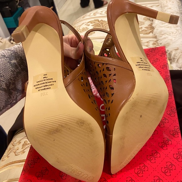 GUESS Womens Gw VENILIA Leather Pointed Toe Platform Boots, Brown - Picture 7 of 7